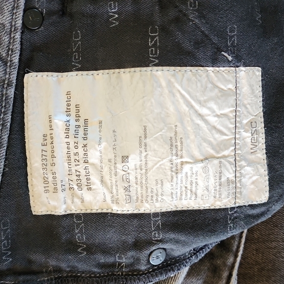 WESC Eve Jeans tarnished black stretch size 27 - Picture 6 of 6